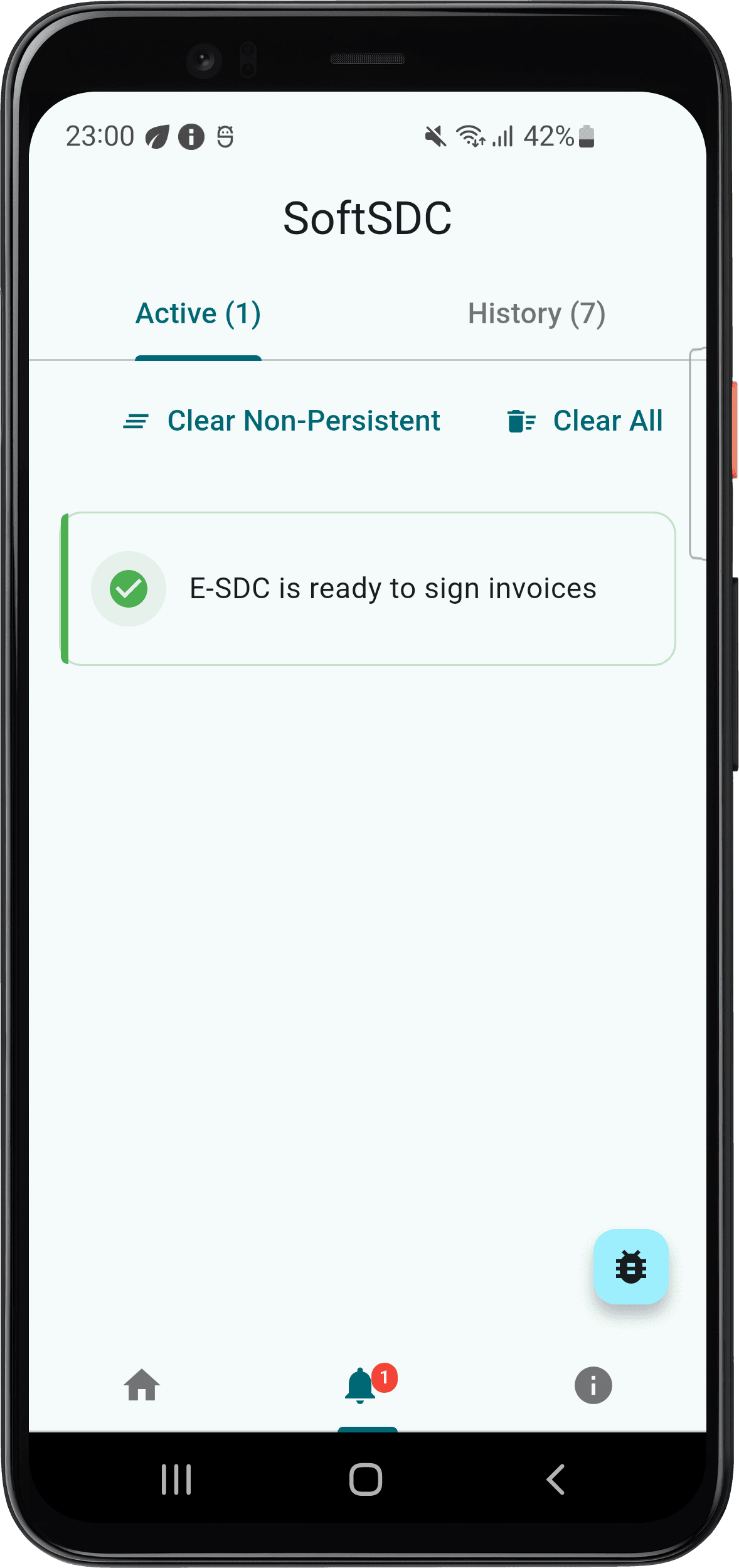 Active Notifications screen