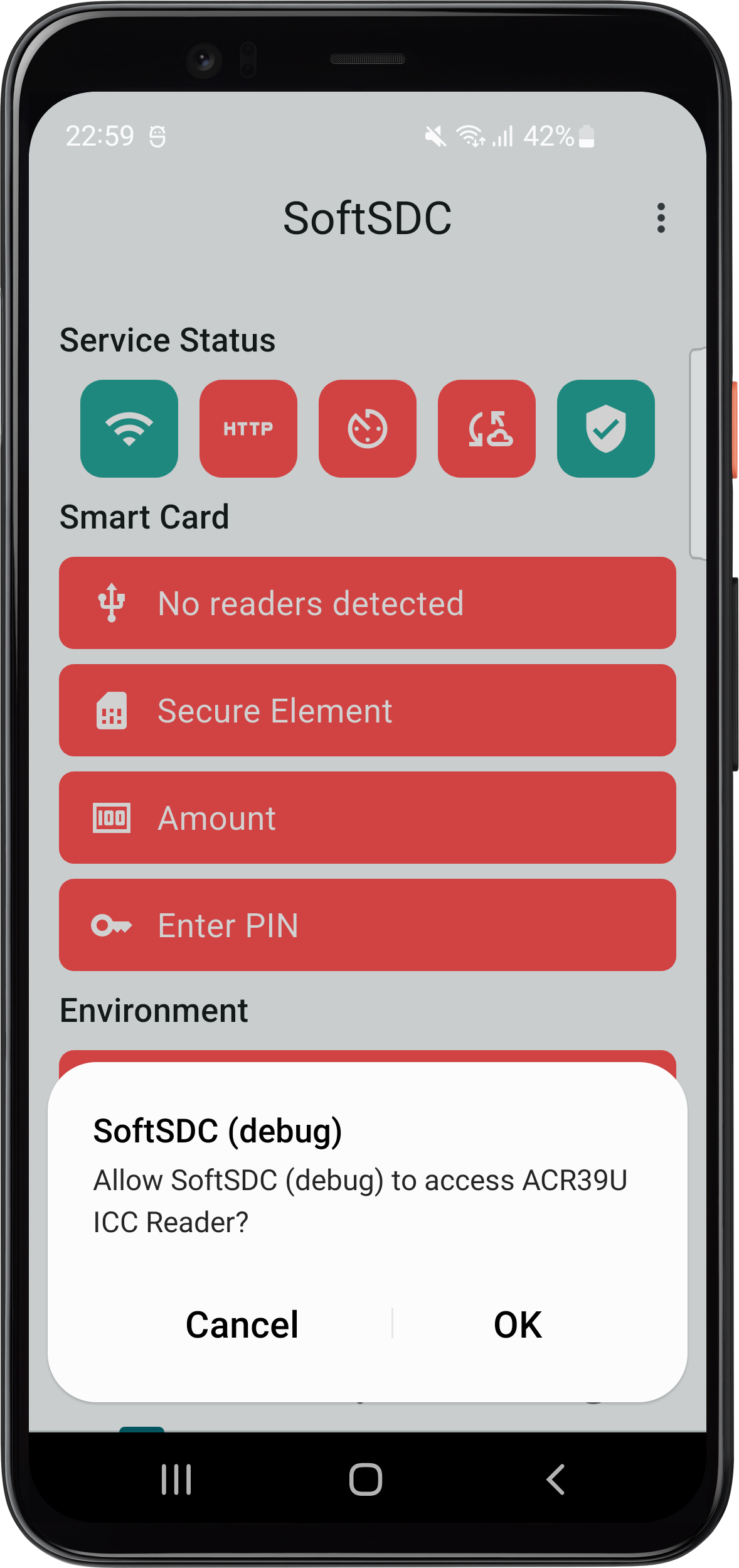 Card reader permission